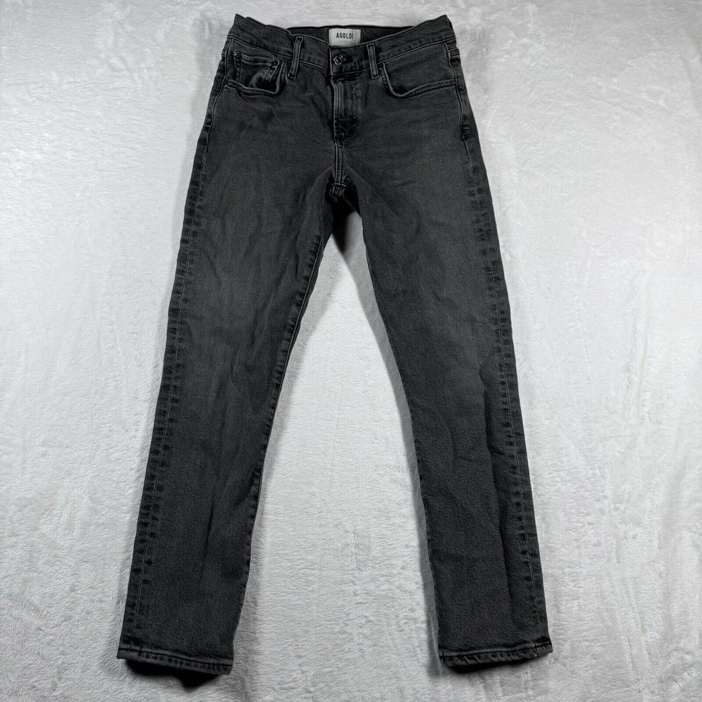 Agolde Jeans 26 Blackk Toni Ankle Straight Leg Mid Rise Stretch Medium Wash
